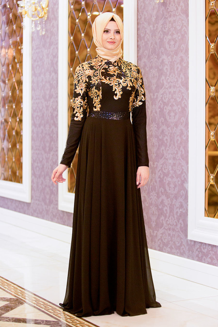 Evening Dresses - Black Hijab Dress 7579S