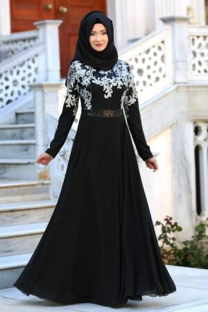 Evening Dresses - Black Hijab Dress 75860S - 1