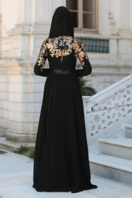 Evening Dresses - Black Hijab Dress 7586S - Thumbnail