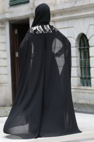 Evening Dresses - Black Hijab Dress 7615S - Thumbnail