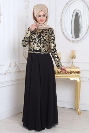 Evening Dresses - Black Hijab Dress 79410S - 1