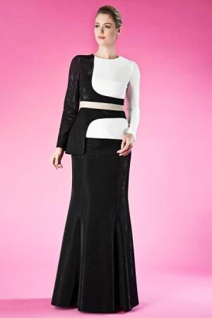 Evening Dresses - Black Hijab Dress 9020S - 1