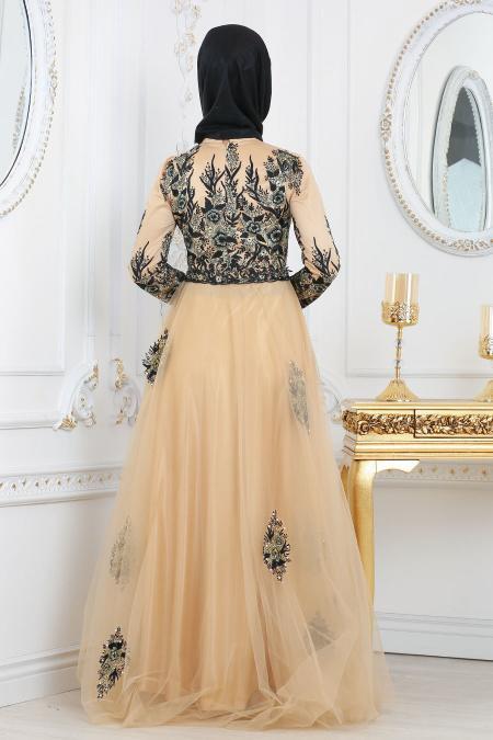 Evening Dresses - Black Hijab Evening Dress 7501S - 3