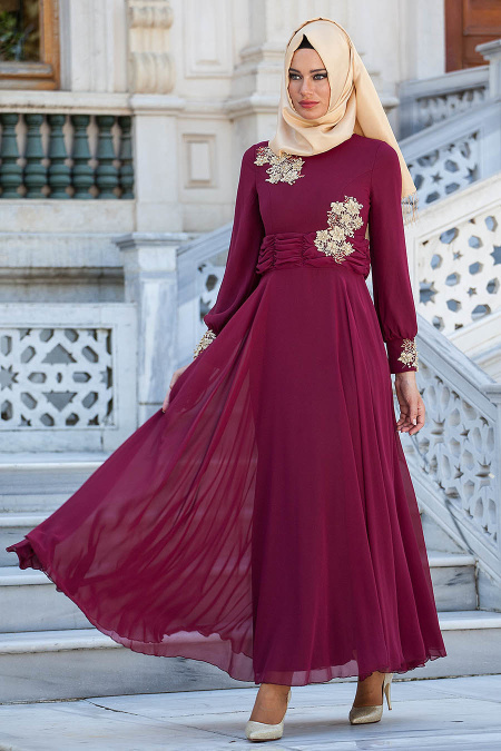 Evening Dresses - Cherry Hijab Dress 2057VSN