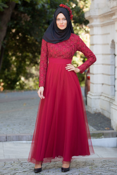 Evening Dresses - Cherry Hijab Dress 2197VSN