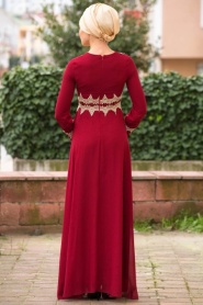 Evening Dresses - Claret Red Hijab Dress 2116BR - Thumbnail