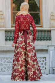 Evening Dresses - Claret Red Hijab Dress 2698BR - Thumbnail