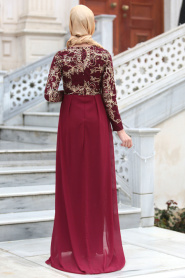 Evening Dresses - Claret Red Hijab Dress 6320BR - Thumbnail