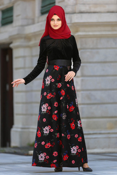 Evening Dresses - Claret Red Hijab Dress 7855BR