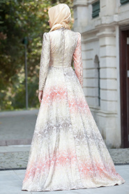 Evening Dresses - Coral Color Hijab Dress 2233MR - Thumbnail