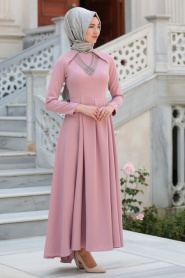 Evening Dresses - Dusty Rose Hijab Dress 41470GK - Thumbnail
