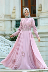 Evening Dresses - Dusty Rose Hijab Dress 4350GK - Thumbnail