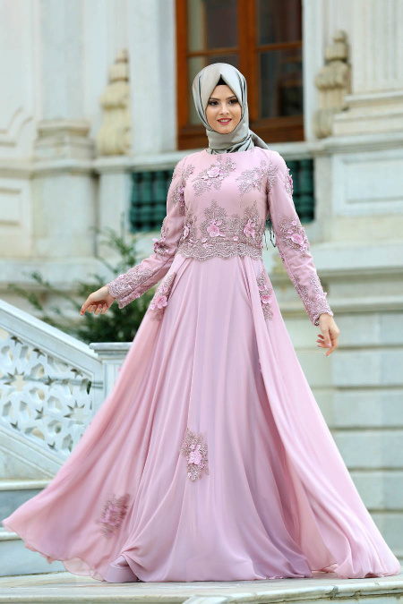 Evening Dresses - Dusty Rose Hijab Dress 4350GK
