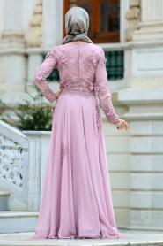 Evening Dresses - Dusty Rose Hijab Dress 4350GK - Thumbnail