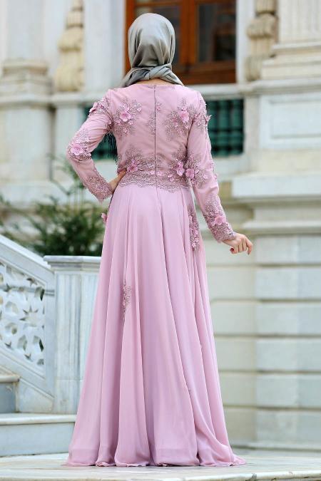 Evening Dresses - Dusty Rose Hijab Dress 4350GK - 2