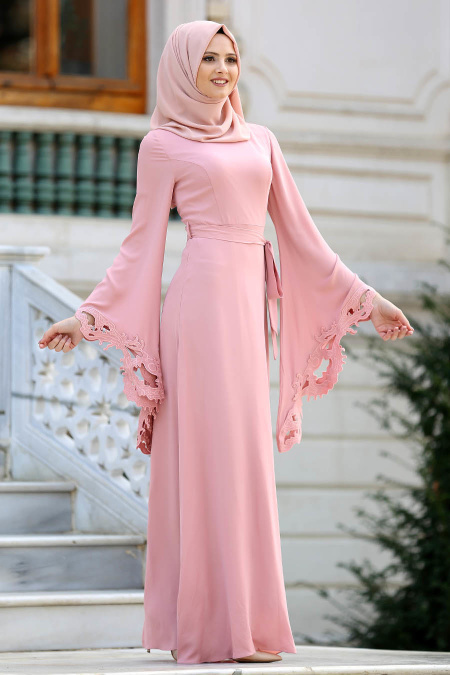 Evening Dresses - Dusty Rose Hijab Dress 8147GK