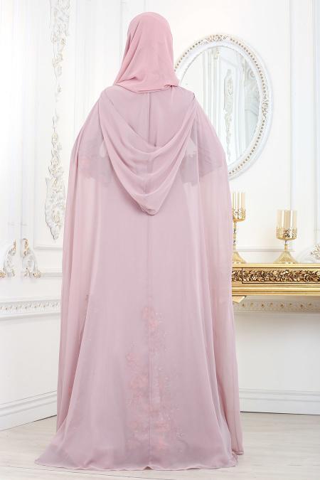 Evening Dresses - Dusty Rose Hijab Evening Dress 110GK - 4