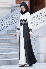 Evening Dresses - Ecru Hijab Dress 2076E - Thumbnail