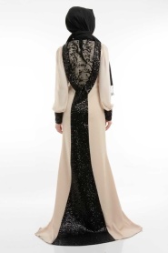 Evening Dresses - Ecru Hijab Dress 3787E - Thumbnail