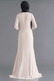 Evening Dresses - Ecru Hijab Dress 3901E - Thumbnail