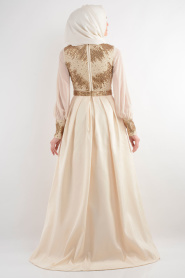 Evening Dresses - Ecru Hijab Dress 3955E - Thumbnail