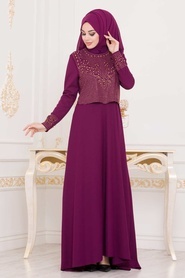Evening Dresses - Fuchsia Hijab Dress 20110F - Thumbnail