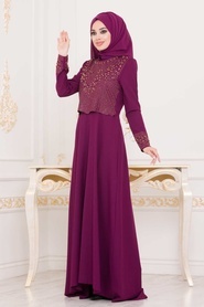 Evening Dresses - Fuchsia Hijab Dress 20110F - Thumbnail
