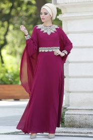 Evening Dresses - Fuchsia Hijab Dress 2133F - Thumbnail