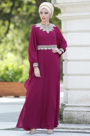 Evening Dresses - Fuchsia Hijab Dress 2133F - Thumbnail