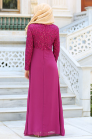 Evening Dresses - Fuchsia Hijab Dress 2799F - Thumbnail