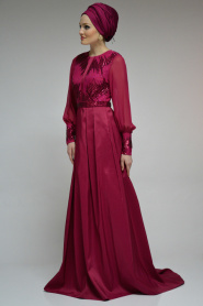Evening Dresses - Fuchsia Hijab Dress 3955F - Thumbnail