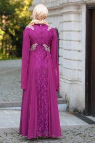 Evening Dresses - Fuchsia Hijab Dress 7623F - Thumbnail