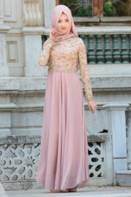 Evening Dresses - Fuchsia Hijab Dress 76461PD - Thumbnail