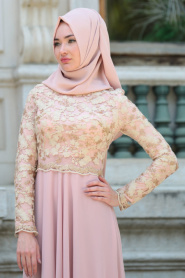Evening Dresses - Fuchsia Hijab Dress 76461PD - Thumbnail