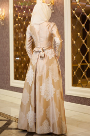 Evening Dresses - Gold Hijab Dress 7376GOLD - Thumbnail