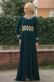 Evening Dresses - Green Hijab Dress 2116Y - Thumbnail