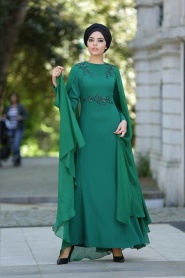 Evening Dresses - Green Hijab Dress 2138Y - Thumbnail