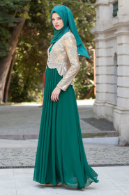 Evening Dresses - Green Hijab Dress 2149Y - Thumbnail