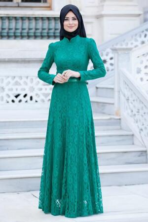 Evening Dresses - Green Hijab Dress 2190Y - 1