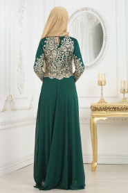 Evening Dresses - Green Hijab Dress 3224Y - Thumbnail