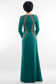 Evening Dresses - Green Hijab Dress 3885Y - Thumbnail
