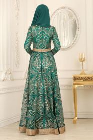 Evening Dresses - Green Hijab Dress 4304Y - Thumbnail