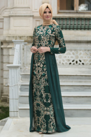 Evening Dresses - Green Hijab Dress 6320Y - Thumbnail