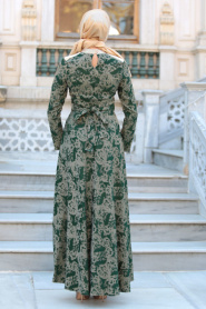Evening Dresses - Green Hijab Dress 7374Y - Thumbnail