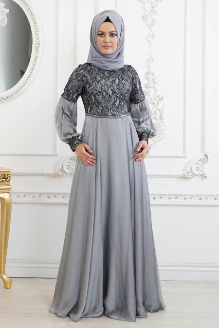 Evening Dresses - Grey Evening Dresses 8241GR - 2