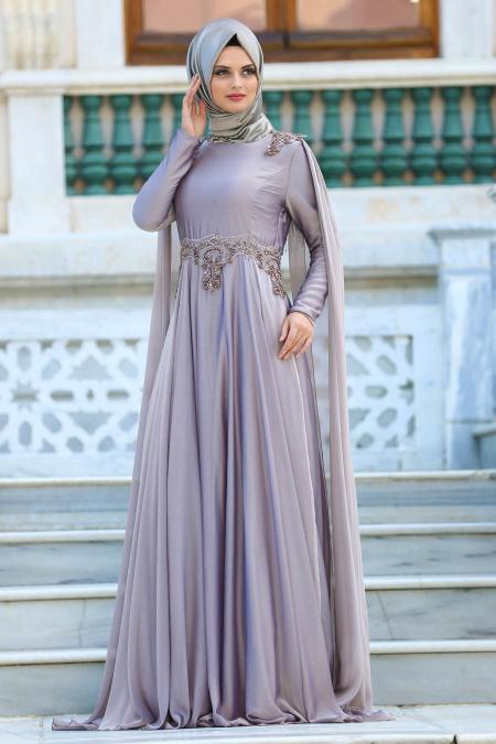 Evening Dresses - Grey Hijab Dress 3500GR - 2