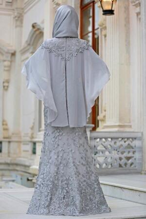 Evening Dresses - Grey Hijab Dress 4417GR - 2