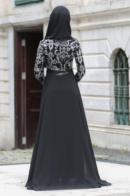 Evening Dresses - Grey Hijab Dress 7585GR - 2