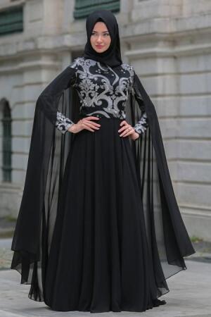 Evening Dresses - Grey Hijab Dress 7615GR - 1