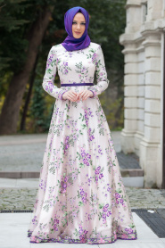Evening Dresses - Lila Hijab Dress 4224LILA - Thumbnail